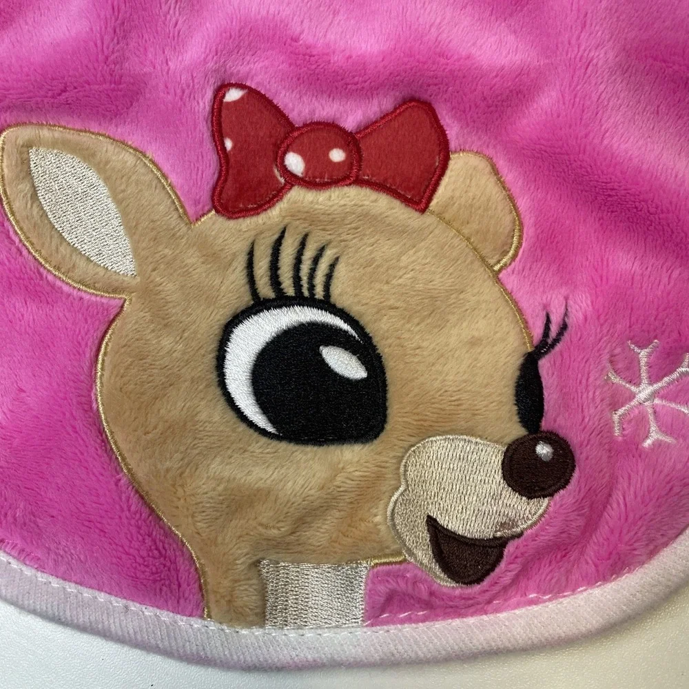 NWTRudolph the Red Nosed Reindeer Clarice Baby Pink First Christmas Hat‎ Bib
